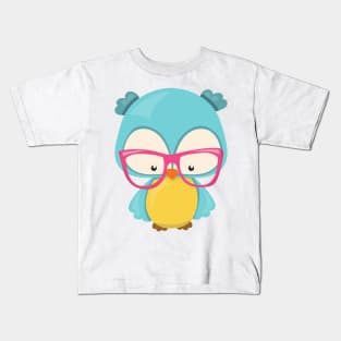 Hipster Owl, Owl With Glasses, Cute Owl Kids T-Shirt